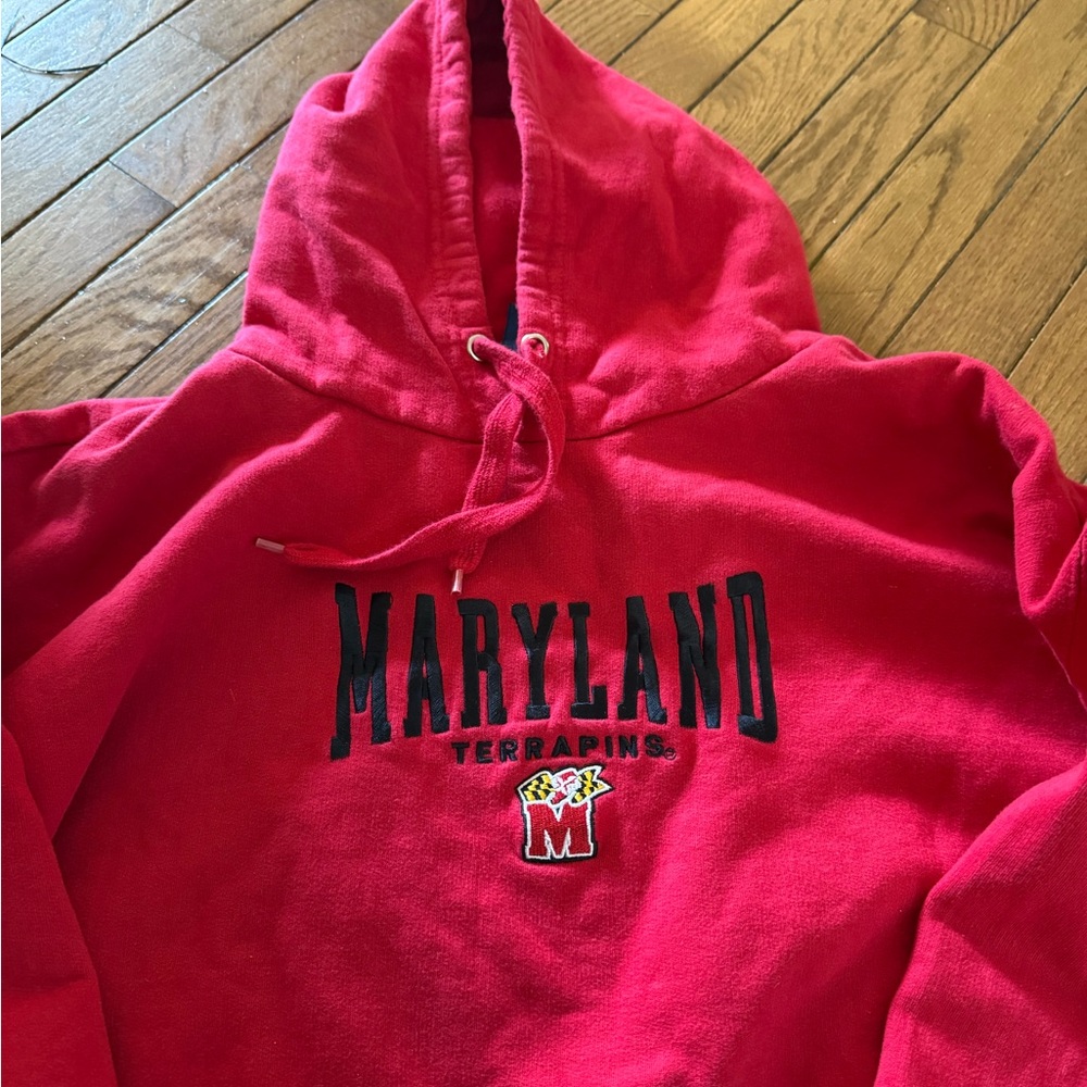 Vintage Red Maryland Embroidered Terrapins Hoodie Men’s 2XL